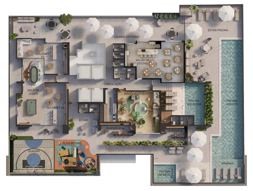 Planta do primeiro andar de lazer
